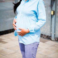 Baby blue maternity shirt